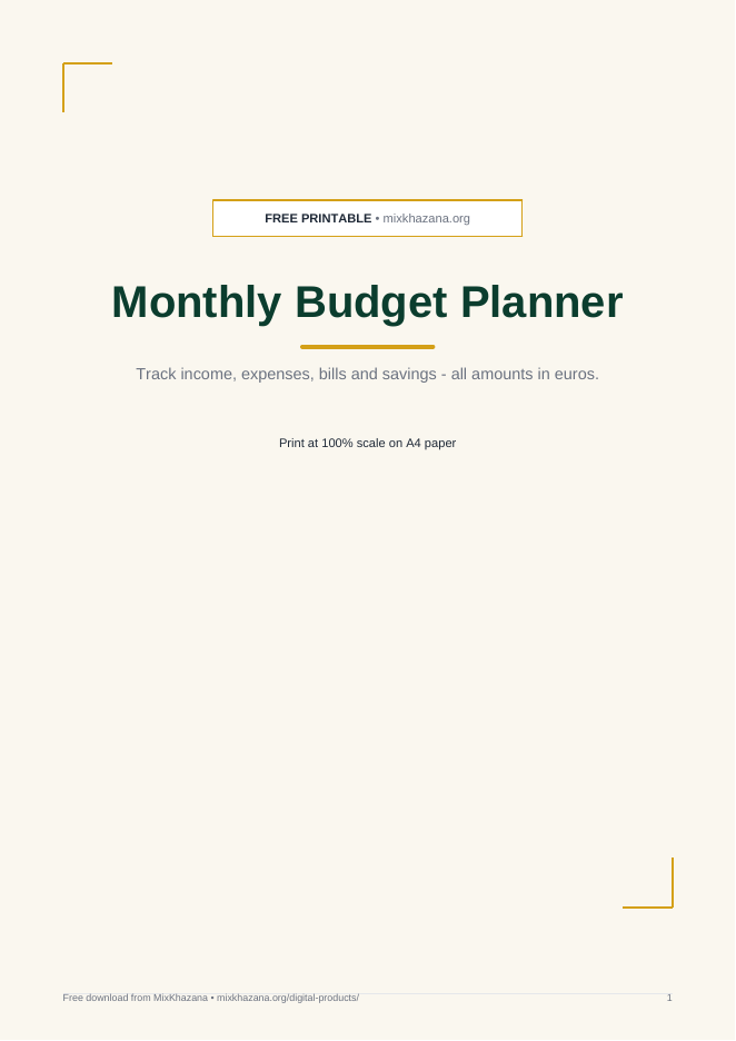 EUR budget planner preview